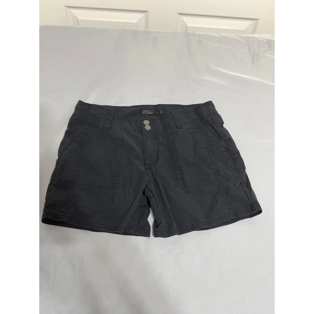 Prana Womens Black Hiking Shorts Size 8 Utility Cargo Outdoor Trail Casual
